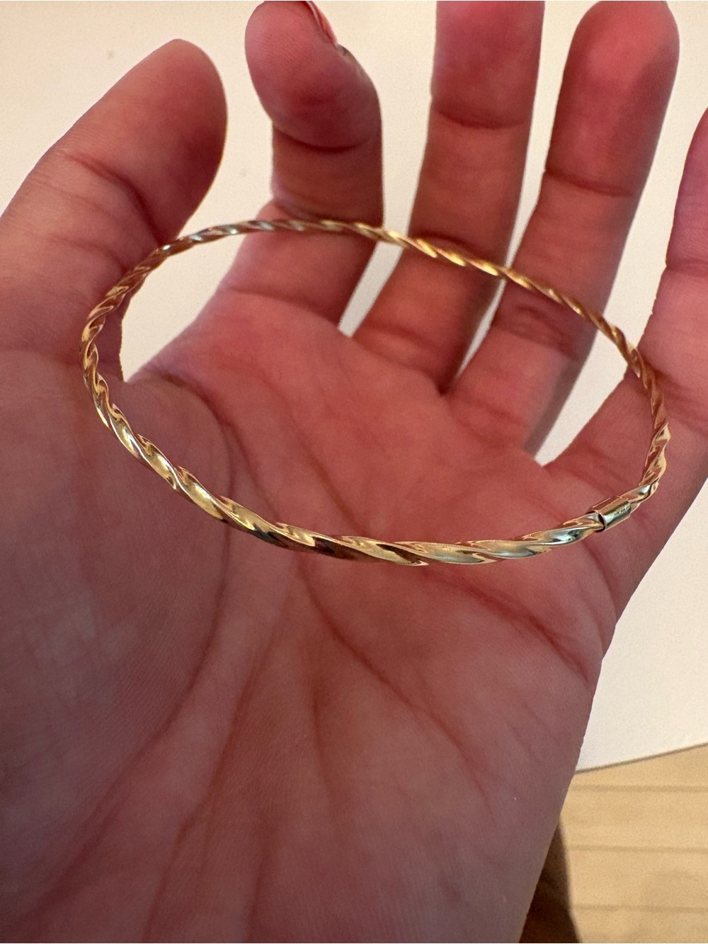 10K yellow gold twisted bangle